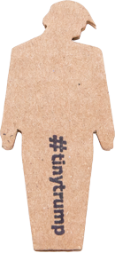 blank tiny trump (no slogan on the chest) #tinytrump written vertically in the middle of the legs